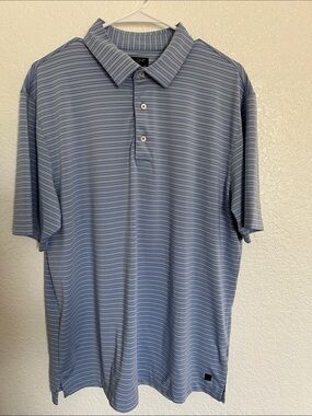 Greg Norman Collection Blue Striped Performance Polo